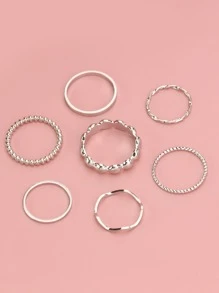 7入組扭結設計戒指 - 銀色 - 查看 2