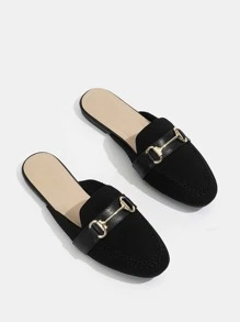 CUCCOO BASICS Zapatos planos tipo mocasín de mujer con puntera en punta y decoración metálica, versátiles, color negro, ideales para el verano, vacaciones, vuelta al colegio, estudiantes universitarias, Navidad, otoño y Año Nuevo - Negro - Ver 2