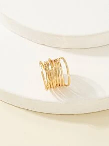 鏤空戒指 - 金黃色 - 查看 2