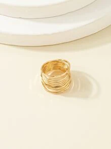 鏤空戒指 - 金黃色 - 查看 3