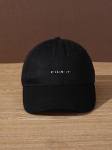 男士字母圖案棒球帽，休閒風格 - 黑色 - 查看 3