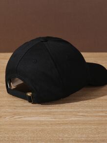 男士字母圖案棒球帽，休閒風格 - 黑色 - 查看 4