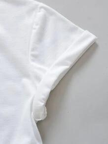 SHEIN LUNE Butterfly And Letter Graphic Tee - White - View 3