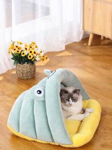 1入組卡通青蛙設計寵物床 - 綠色 - 查看 1