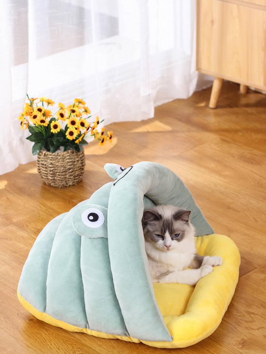 1入組卡通青蛙設計寵物床 - 綠色 - 查看 1