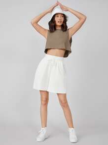 SHEIN BASICS NỮ Tối giản Màu thuần Không tay Dệt kim Áo - Màu nâu  Mocha - Xem 5