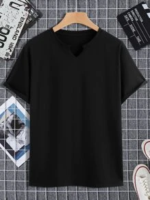 Manfinity 男士素色缺口領T恤