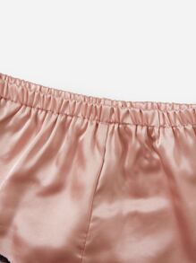 Satin Lace Trim Lingerie Set - Baby Pink - View 4