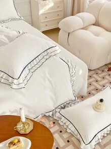 Set colcha sin relleno con diseño de fruncido - Blanco - Ver 4