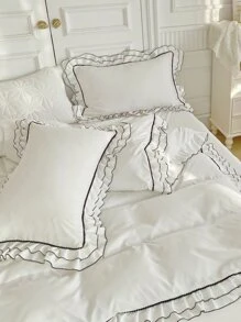 Set colcha sin relleno con diseño de fruncido - Blanco - Ver 5