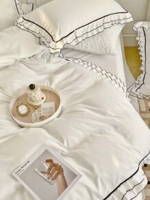 Set colcha sin relleno con diseño de fruncido - Blanco - Ver 6