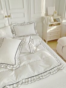 Set colcha sin relleno con diseño de fruncido - Blanco - Ver 7