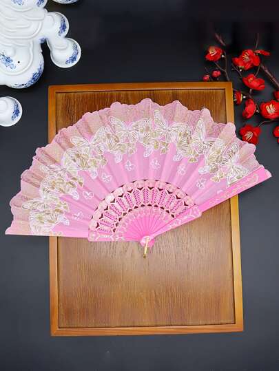 Large Butterfly Chinese Style Fan, Modern Foldable Fan, Suitable For Home Use