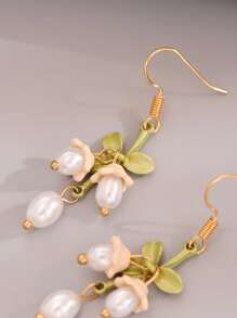 Pendientes largos con diseño de flor - Multicolor - Ver 3