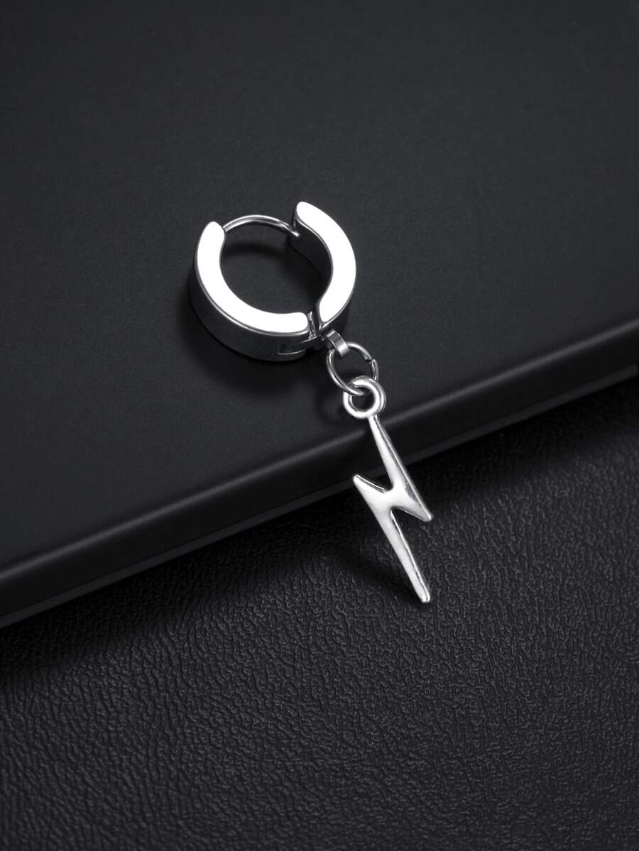 1 pieza Pendiente de acero inoxidable versátil y de moda para hombres - Plata antigua - Ver 1