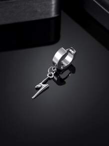1 pieza Pendiente de acero inoxidable versátil y de moda para hombres - Plata antigua - Ver 2