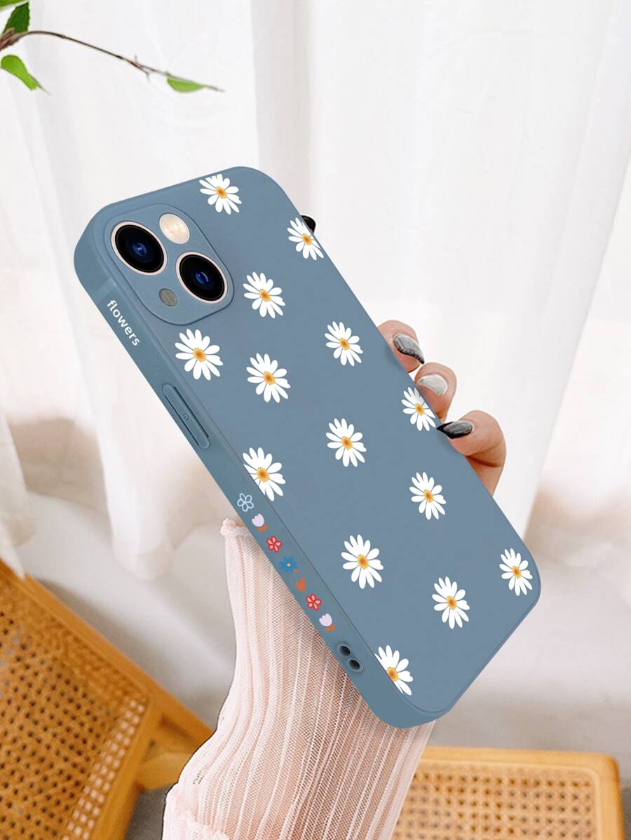 Ốp điện thoại vẽ hình hoa cúc, phiên bản quốc tế, không phải phiên bản nội địa. - Màu xanh bụi bặm - Xem 1