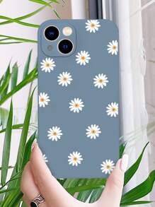 Ốp điện thoại vẽ hình hoa cúc, phiên bản quốc tế, không phải phiên bản nội địa. - Màu xanh bụi bặm - Xem 2