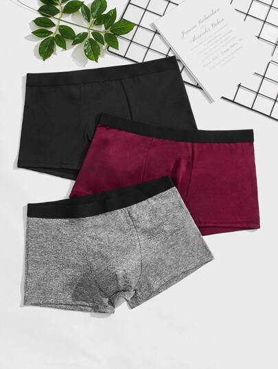 سروال داخلي بوكسر شريط متباين 3 قطع للرجال