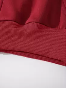 INAWLY Solid Zip Up Drop Shoulder Thermal Lined Crop Hoodie Graduation,Back To School Outfits,Graduation,Teacher Outfits For Women,Back To School Pullover Fall Outfit - Burgundy - View 6