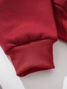 INAWLY Solid Zip Up Drop Shoulder Thermal Lined Crop Hoodie Graduation,Back To School Outfits,Graduation,Teacher Outfits For Women,Back To School Pullover Fall Outfit - Burgundy - View 7