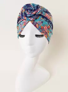 Awegeo 女士纯色裹身式头巾，带有褶边和花卉装饰 - 弹性透气头饰，休闲优雅，安全贴合防滑设计，可调节柔软面料，适合日常造型