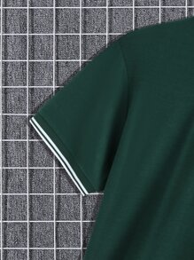 Manfinity Homme Tops Nam Nghề thêu Sọc Sẵn sàng - Màu xanh lá cây đậm - Xem 4