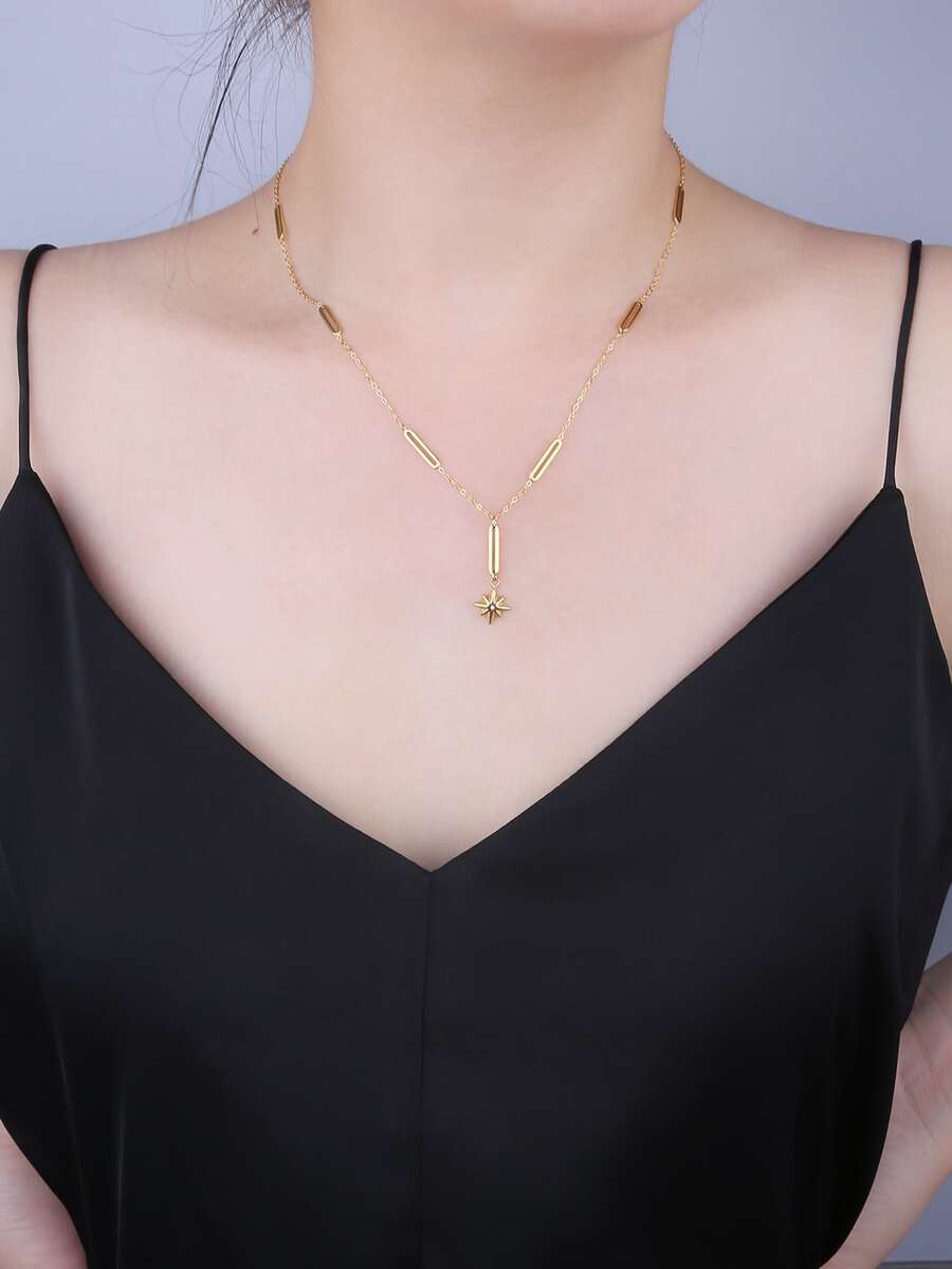 星形墜飾項鍊 - 金黃色 - 查看 1