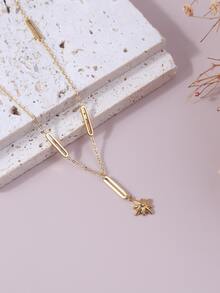 星形墜飾項鍊 - 金黃色 - 查看 2