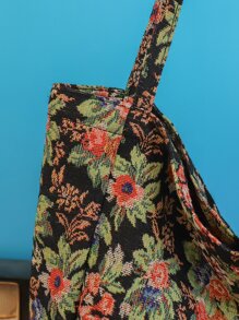 Vintage Large Floral Pattern Shopper Bag, Tote Bag Large, Best Fall Inspo Ideas - Multicolor - View 5