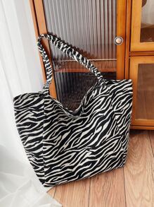 Balo đeo vai họa tiết sọc ngựa vằn đi học, phong cách thường ngày cổ điển, phù hợp cho nữ sinh viên đại học, hoàn hảo cho ngày tựu trường, mua sắm, ngoài trời, du lịch, đi chơi, túi tote cỡ lớn, ý tưởng truyền cảm hứng mùa thu tuyệt vời nhất, đồ dùng học tập, cặp sách, túi xách tay đi học, túi tote đi học, cặp sách đi học, cặp sách trở lại trường, dung tích lớn, nhẹ, di động, có thể gập lại, ngày đầu tiên đến trường, ngày lễ, bãi biển - Đen và trắng - Xem 3