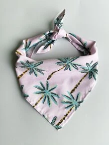 1pc Coconut Tree Print Pet Bandana - Dusty Pink - View 2