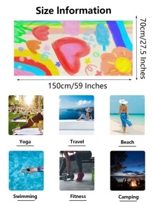 塗鴉圖案沙灘巾 - 玫紅色 - 查看 5