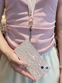 心形钥匙扣，镶嵌闪亮水钻，配有绳子，兼容手机壳，兼容 15、 15 Pro和 15 Pro Max，国际版，非国内版。 - 粉色 - 查看 4