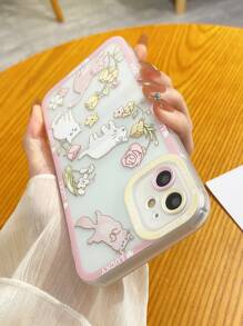 Cartoon Cat Clear Phone Case - Multicolor - View 3