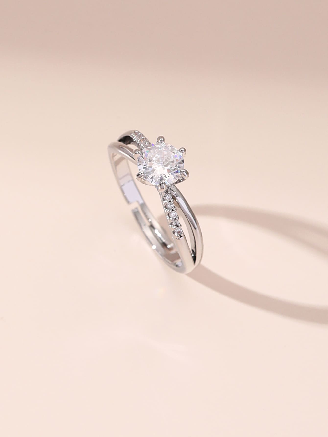 Rhinestone Decor Ring - Silver - View 1