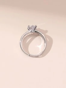 Rhinestone Decor Ring - Silver - View 2