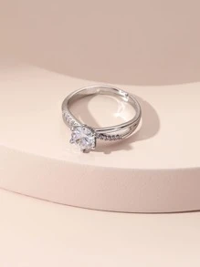 Rhinestone Decor Ring - Silver - View 4