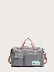 Letter Patch Túi vải thô Túi đi biển cho mùa hè Trở lại trường học để đi du lịch Những thứ cần thiết cho kỳ nghỉ Túi tập thể dục để cắm trại Phụ kiện mùa hè cho kỳ nghỉ Hành trình cần thiết để đi bộ Dụng cụ tổ chức du lịch Túi bệnh viện Phụ kiện du lịch cho trại - Xám - Xem 1