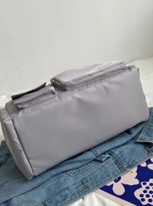 Letter Patch Túi vải thô Túi đi biển cho mùa hè Trở lại trường học để đi du lịch Những thứ cần thiết cho kỳ nghỉ Túi tập thể dục để cắm trại Phụ kiện mùa hè cho kỳ nghỉ Hành trình cần thiết để đi bộ Dụng cụ tổ chức du lịch Túi bệnh viện Phụ kiện du lịch cho trại - Xám - Xem 3