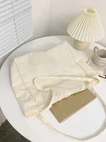 Lightweight,Business Casual Minimalist Shopper Bag For Teen Girls Women College Students,Rookies & White-Collar Workers Perfect For Office,College,Work ,Business,Commute,Outdoors, Travel, OutingsSchool Bag,Large Capacity,Portable,Classic Casual, Suitable For Teen Girls Women College Students, Perfect For Back To School,First Day Of School,Middle School, High School,Shopping,Holiday,College, Tote Bag Large, Best Fall Inspo Ideas - Beige - View 5