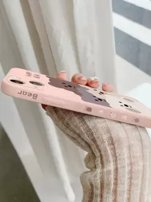 Cartoon Bear Phone Case With Lanyard Compatible With iPhone15/15Plus/15Pro/15Promax - Pink - View 5