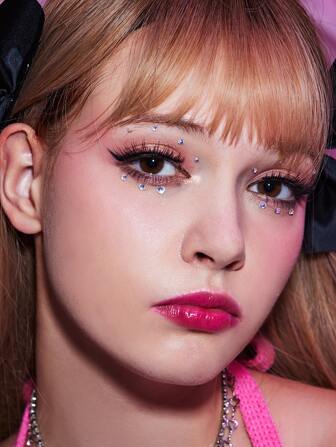 1 foglio Adesivo tatuaggio occhi con strass