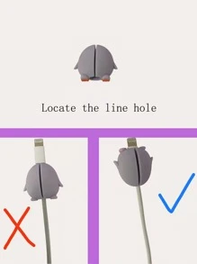 Cartoon Owl Design Data Cable Protector - Pink - View 3