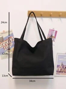 Lightweight,Business Casual Minimalist Large Capacity Tote Bag For Teen Girls Women College Students,Rookies & White-Collar Workers Perfect For Office,College,Work ,Business,CommuteSchool Bag,Large Capacity,Classic Casual,Foldable,Portable,Cute, Suitable For Teen Girls Women College Students, Perfect For Back To School,Shopping,Middle School, High School,College,Office - Black - View 4