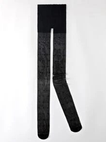 Heart Pattern Tights - Black - View 8