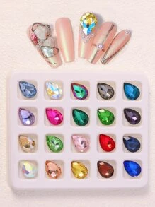 20 Đồ trang trí nghệ thuật móng tay 3D Waterdrop Rhinestone - Nhiều màu - Xem 2
