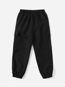 SHEIN 小男童字母圖案側翻蓋口袋工裝褲