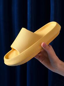 極簡風格單帶厚底拖鞋 - 黃色 - 查看 2