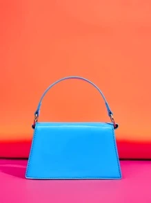 SHEIN SXY 极简主义不对称翻盖方形包 - 藍色 - 查看 10